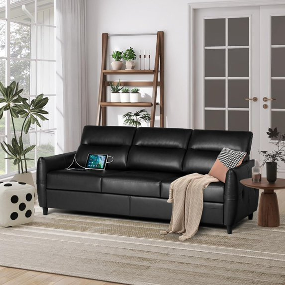 COEWSKE 85" 3-Seater Faux Leather Sofa