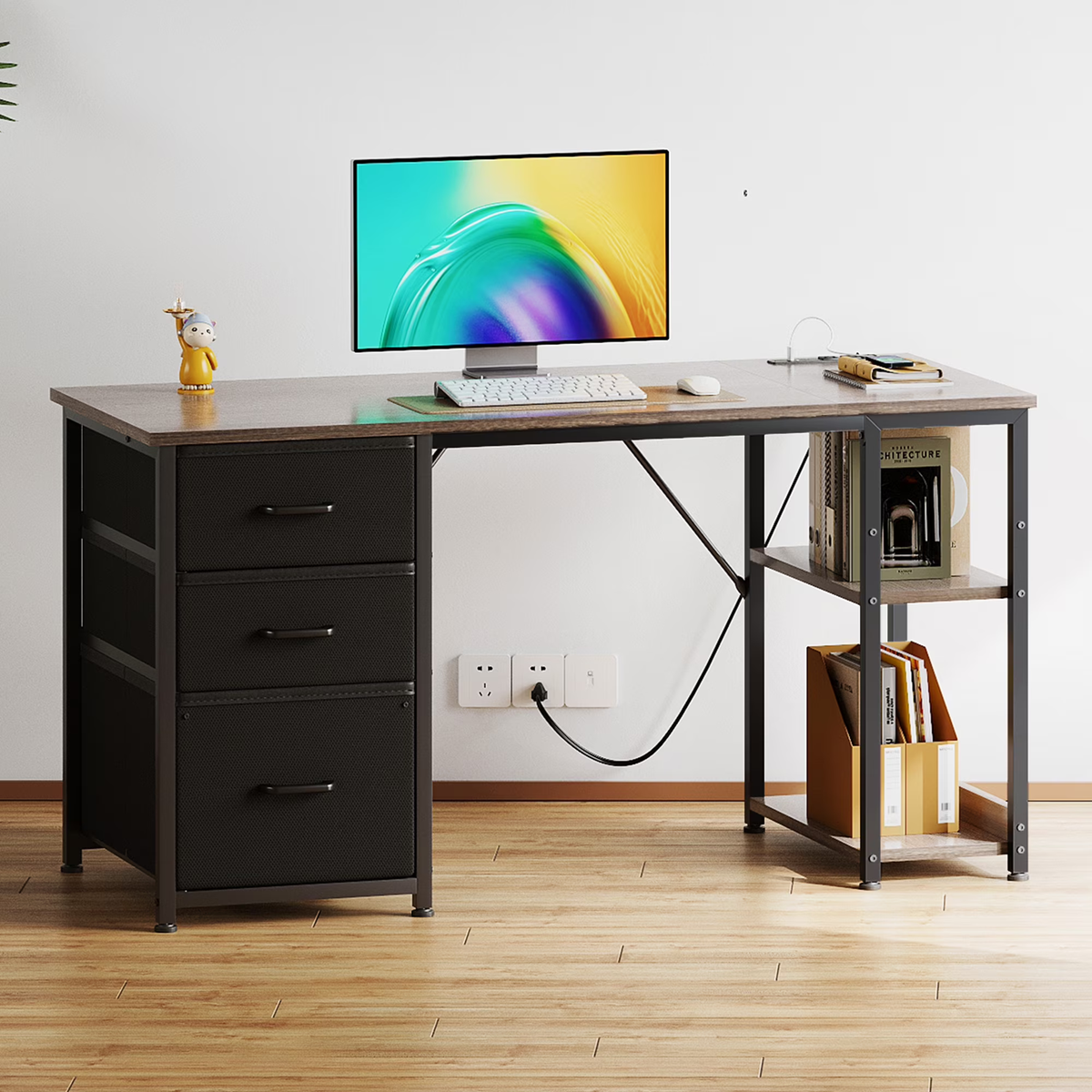 Computer Desk with File Drawers